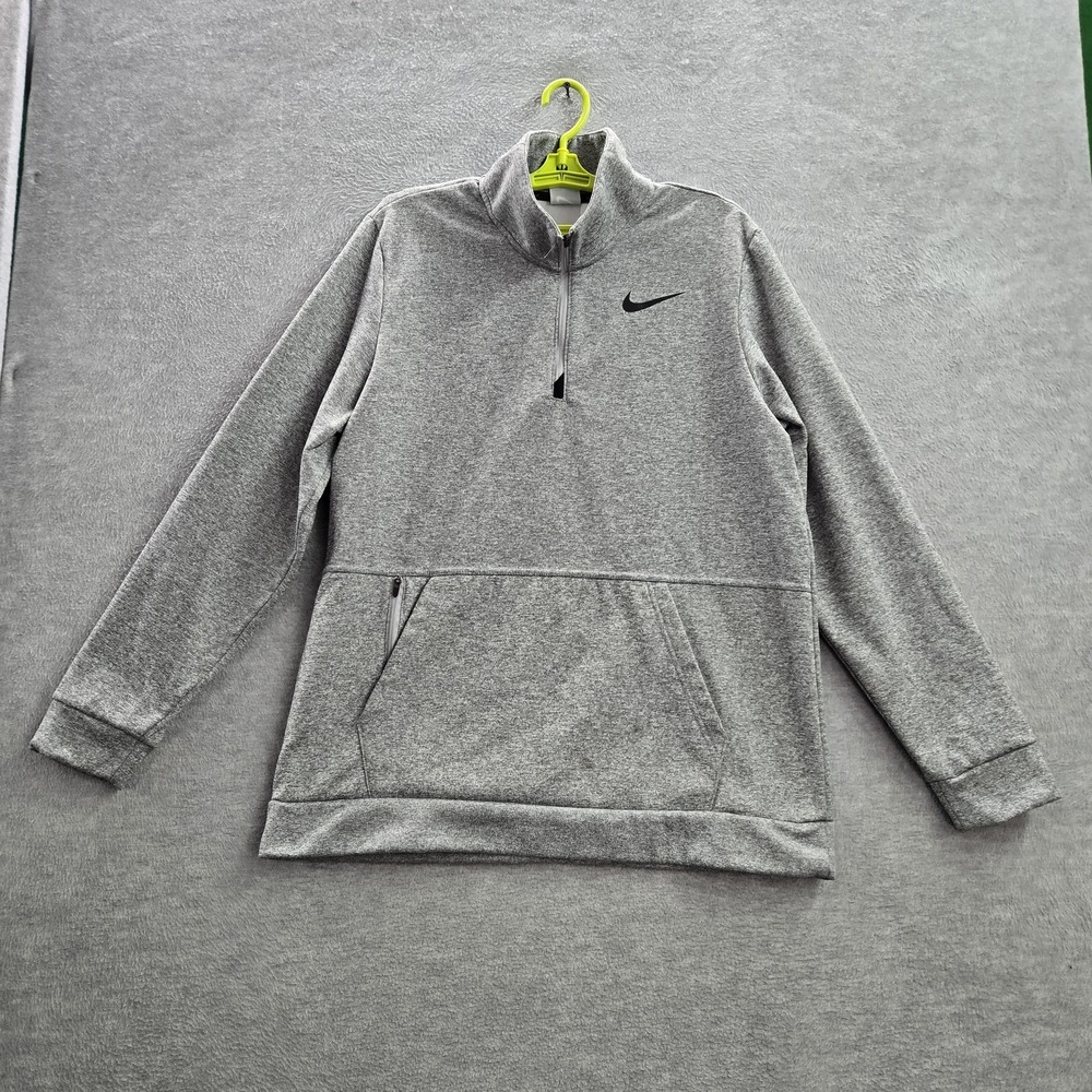 Nike Men Sweatshirt L Gray Fleece THERMA-FIT Activewear Gorpcore Zipper READ